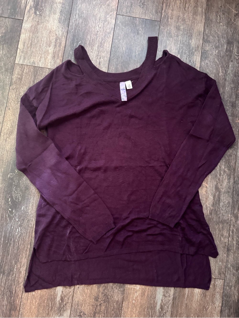 Alya Plum Off-Shoulder Long Sleeve Knit Top